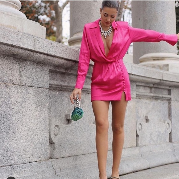 💜 ZARA PURPLE SATIN LONG SLEEVE BUTTON MINI DRESS! - Picture 16 of 16